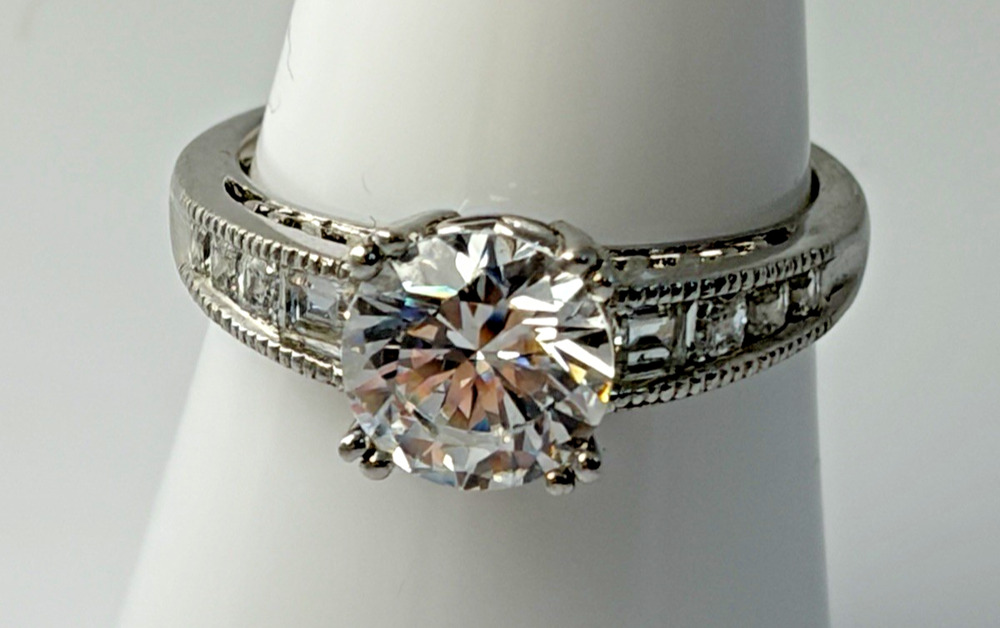 Sterling Silver CZ Engagement Ring 8 Vintage 925 Cubic Zirconia